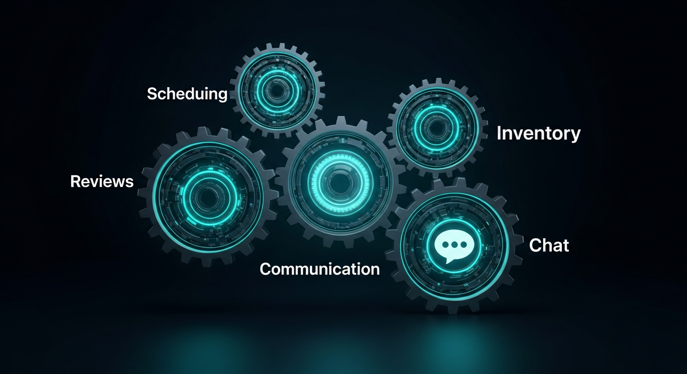 Five AI automation systems working together to power a local business