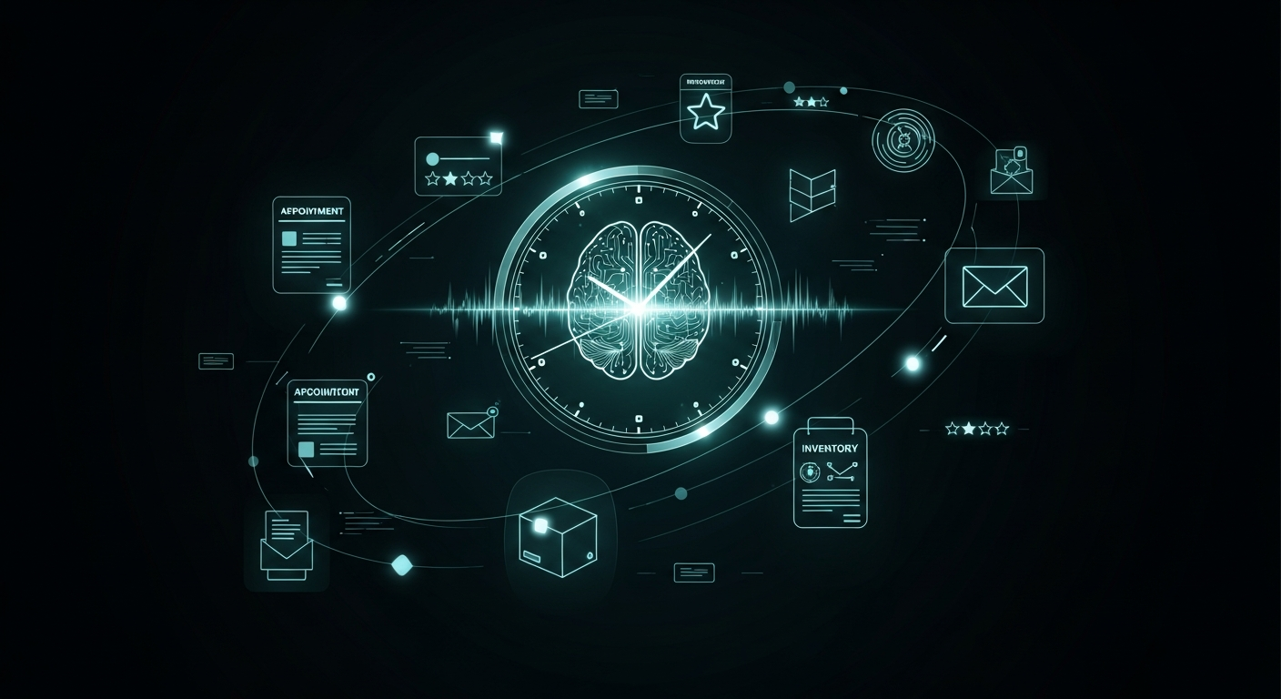 AI automation saving time on business tasks like scheduling, reviews, and inventory