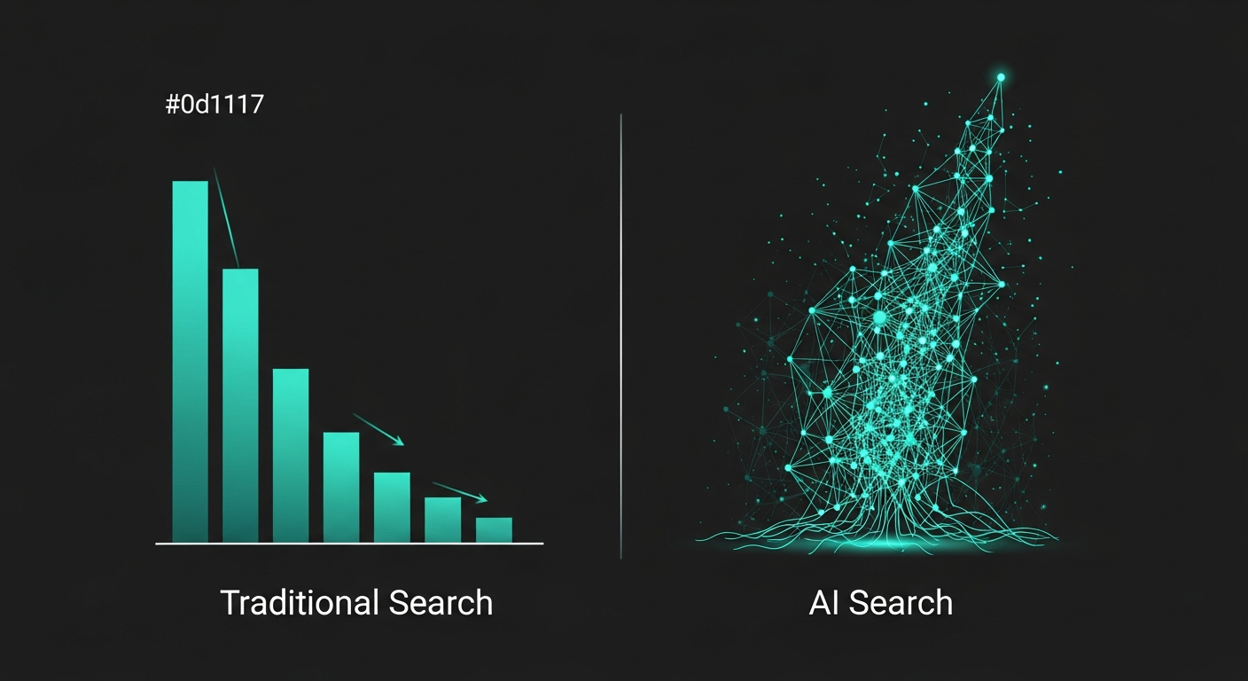 Visualization of the shift from traditional search to AI-powered search