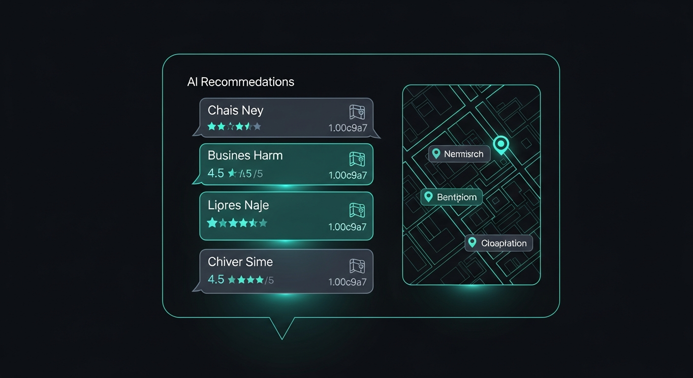 AI assistant recommending local businesses with ratings and details