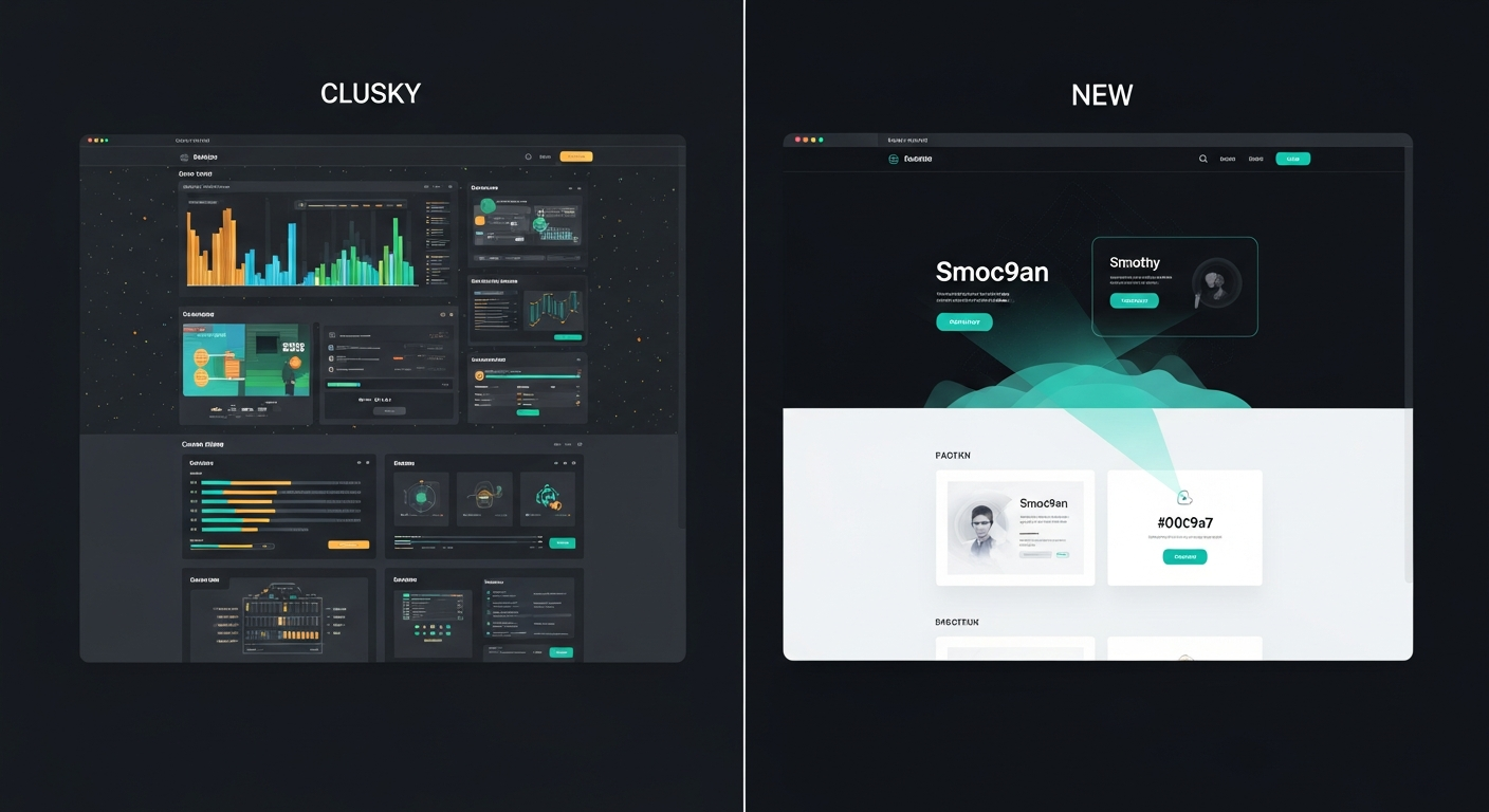 Comparison of outdated website versus modern website design