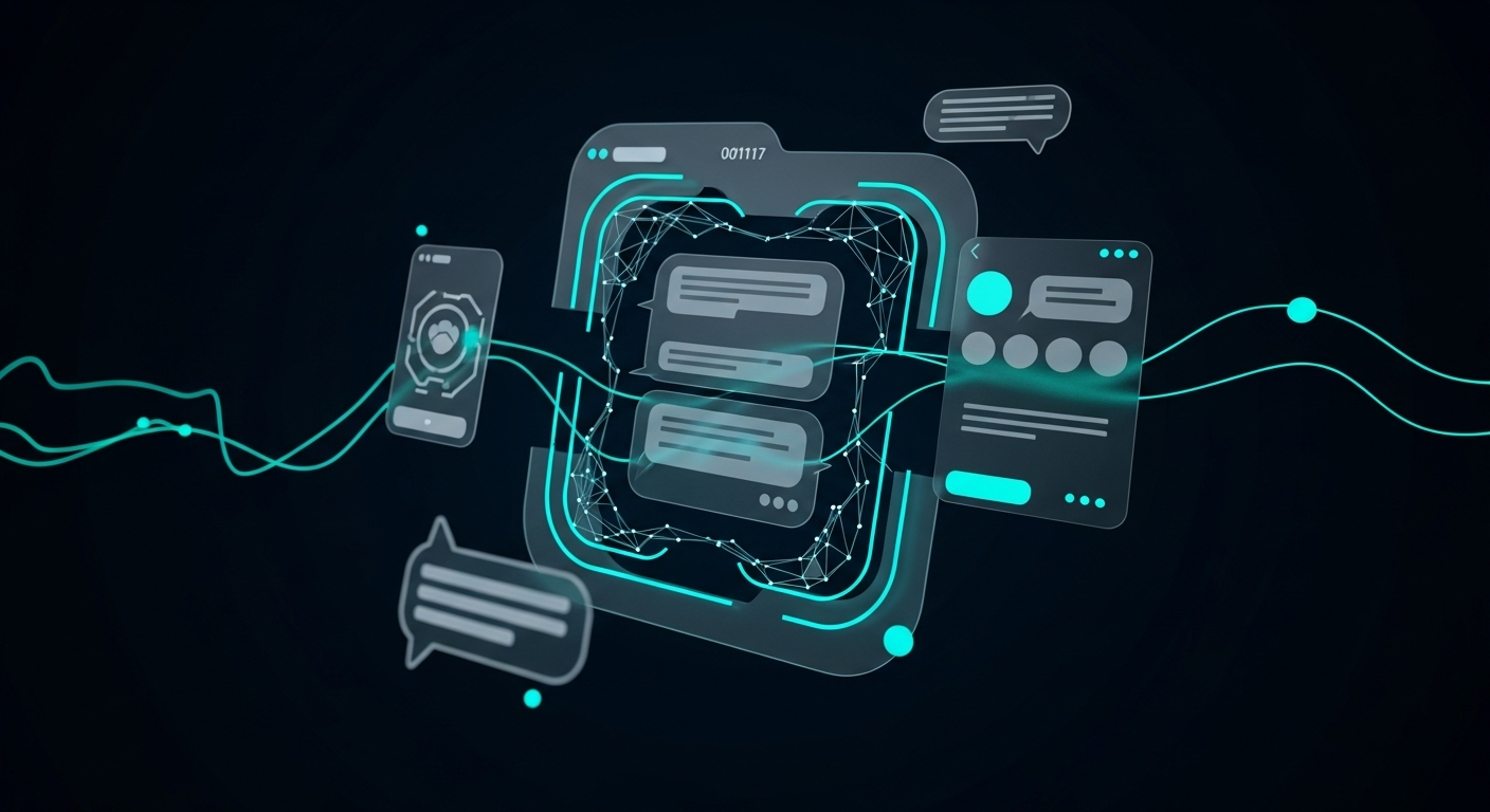AI-powered business solutions visualization — abstract AI network graphic